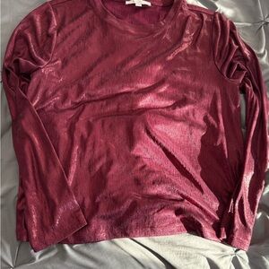 LOFT Rich Burgundy Long Sleeve Blouse